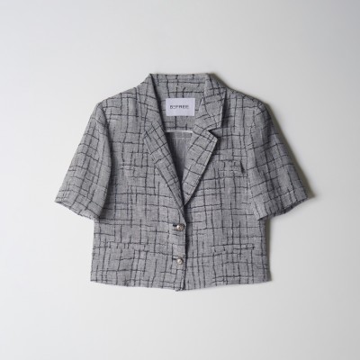 Linen Grid Blazer