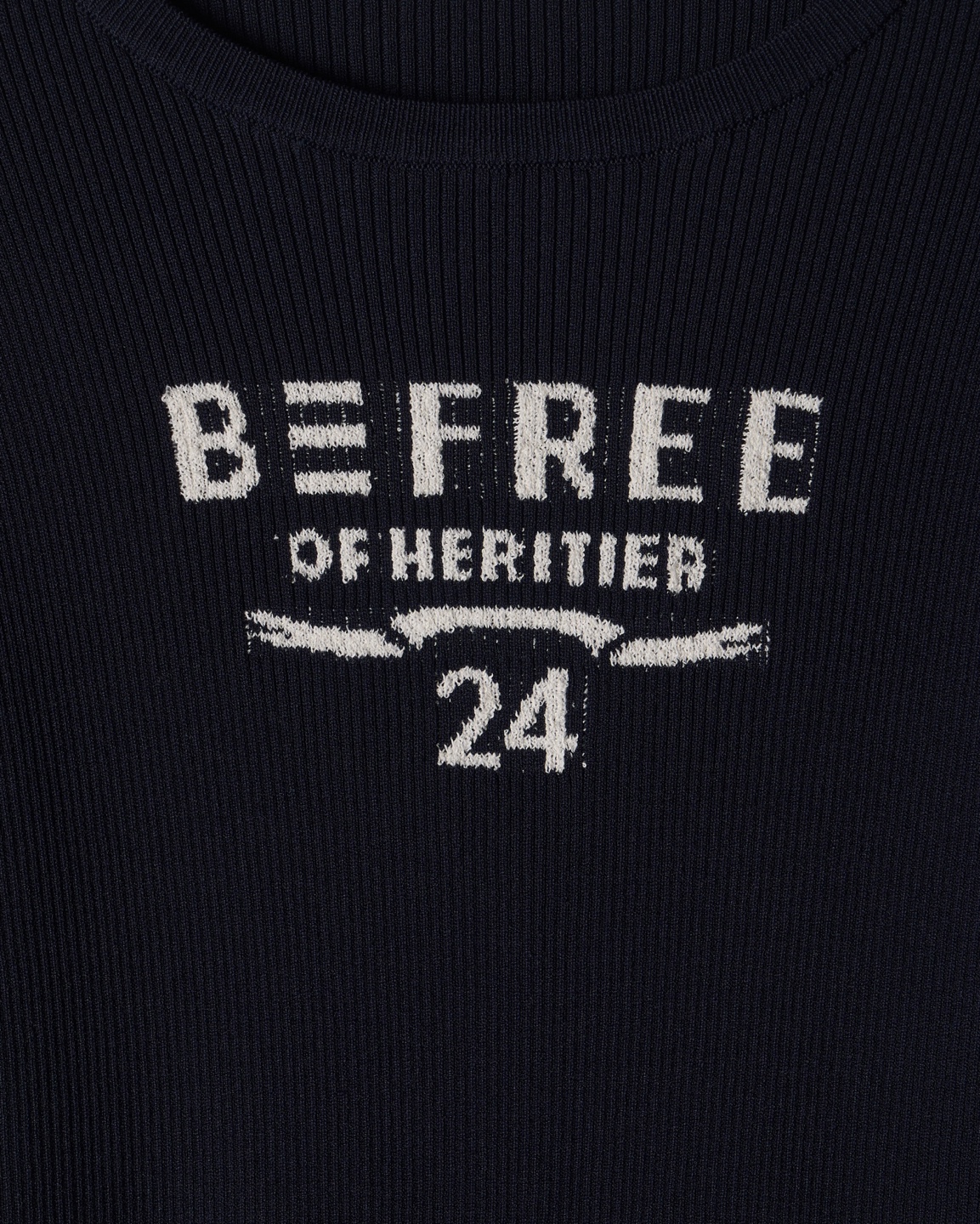 BEFREE Logo Ribbed Half Sleeve Top