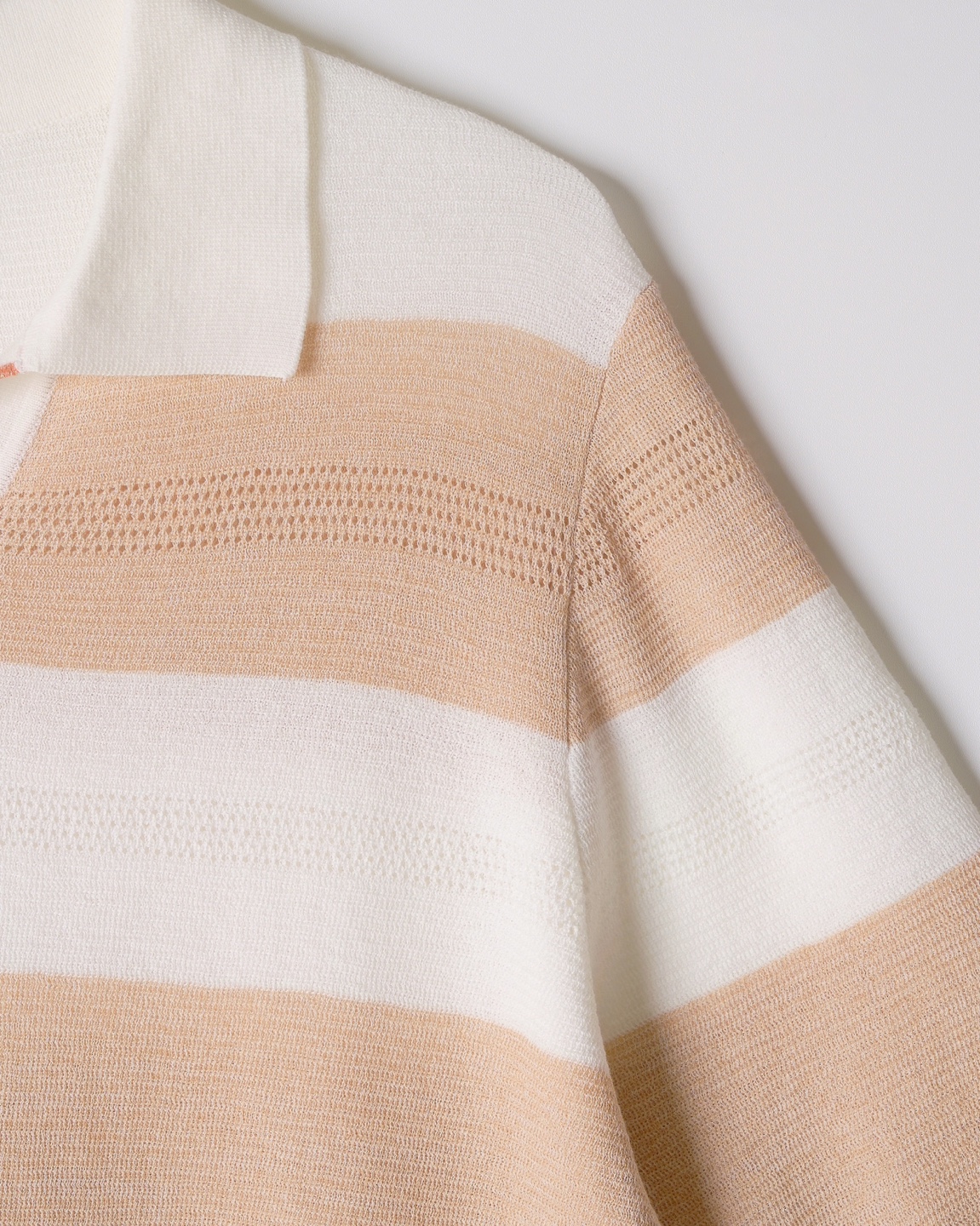 Stripe Collar Short Sleeve Knit