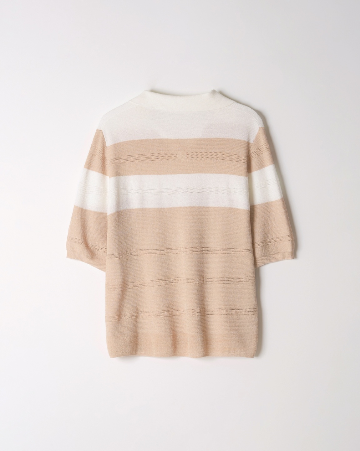 Stripe Collar Short Sleeve Knit