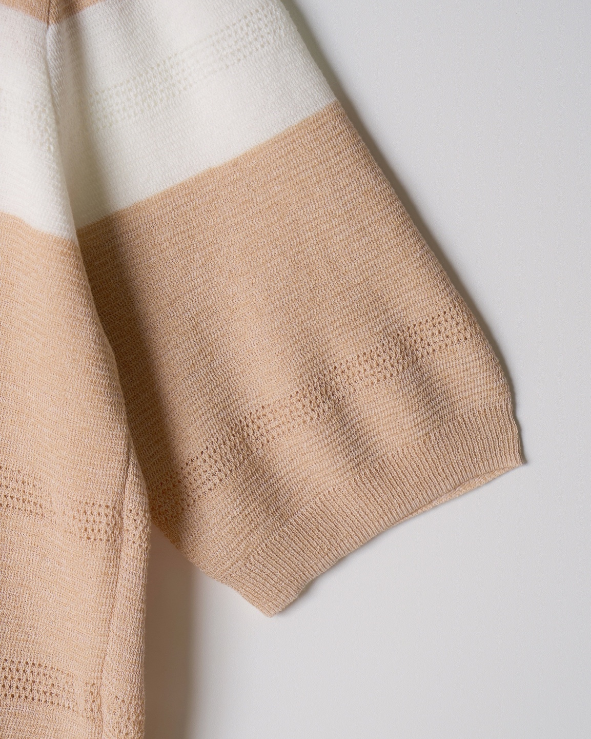 Stripe Collar Short Sleeve Knit