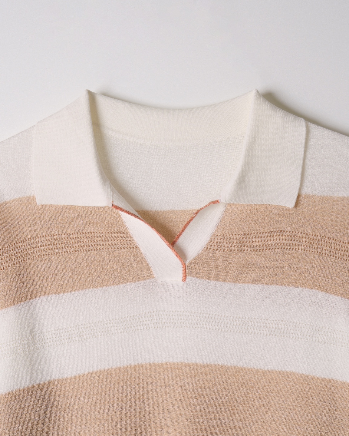 Stripe Collar Short Sleeve Knit