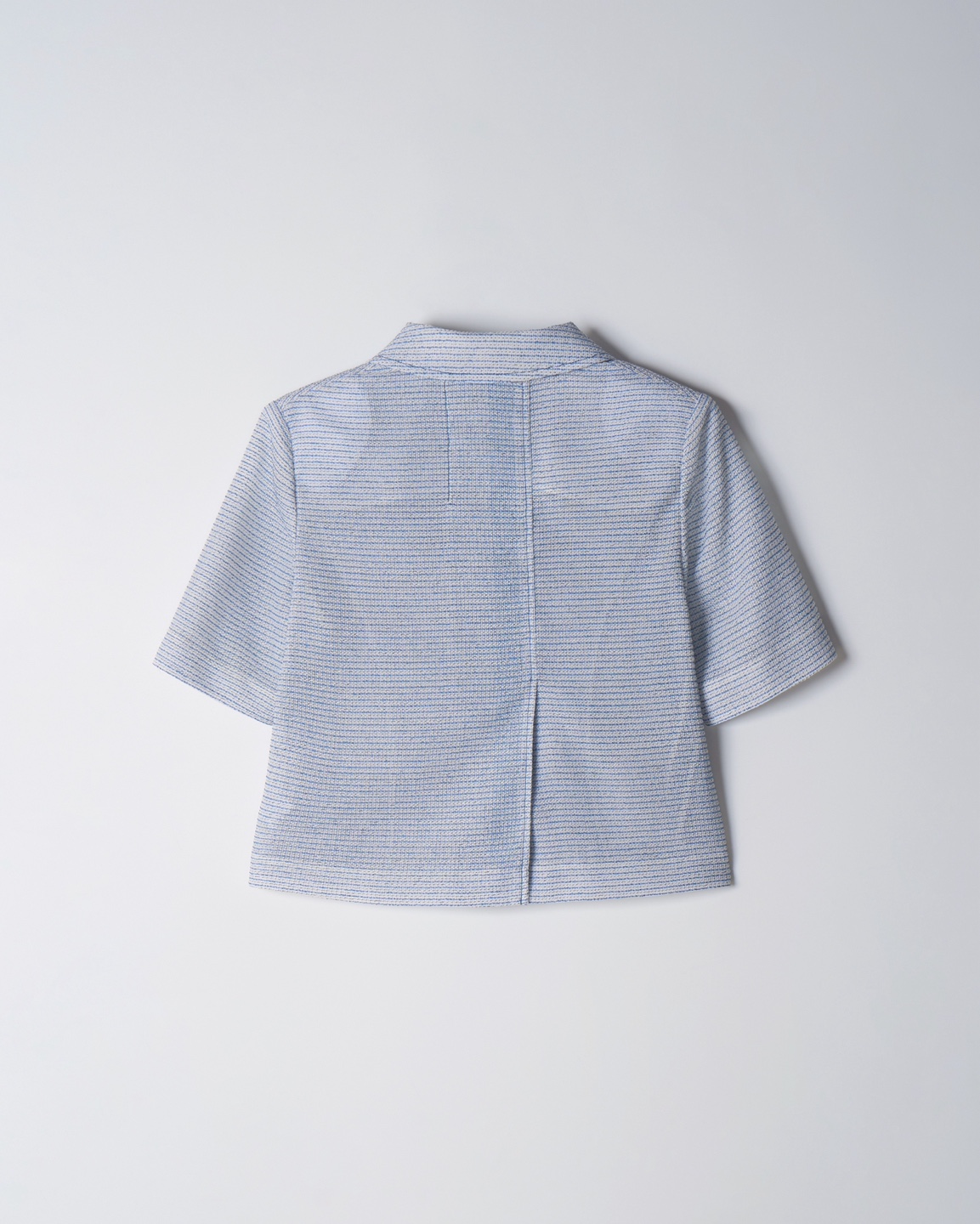 Light Blue Striped Short Sleeve Blazer