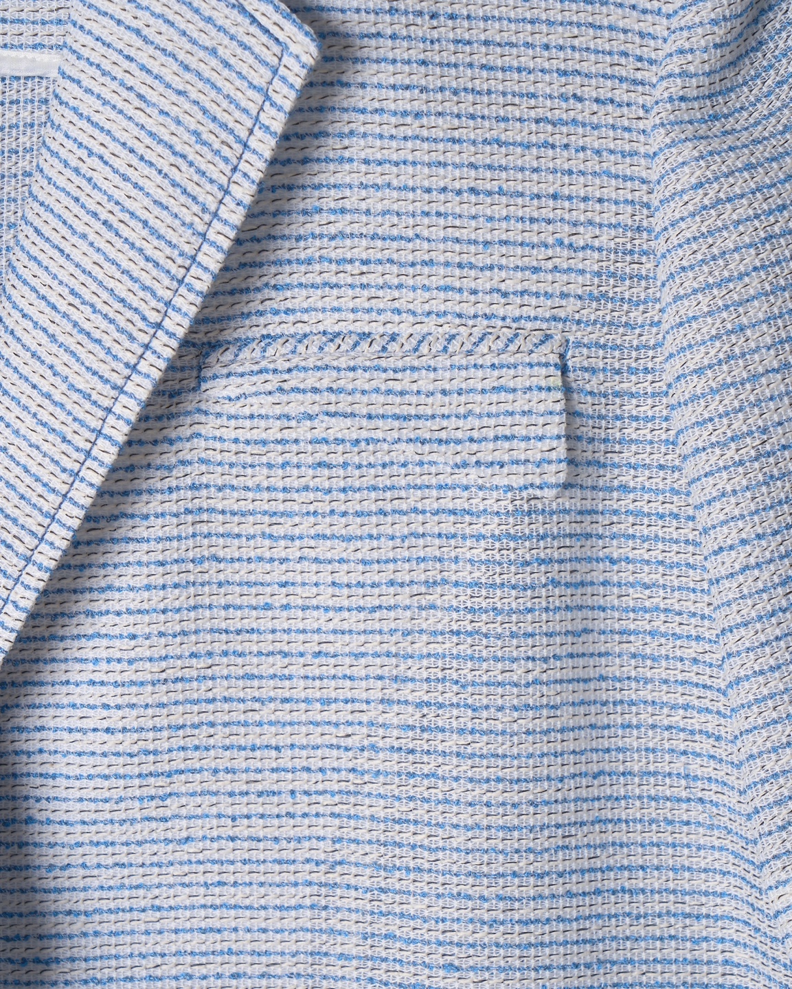 Light Blue Striped Short Sleeve Blazer