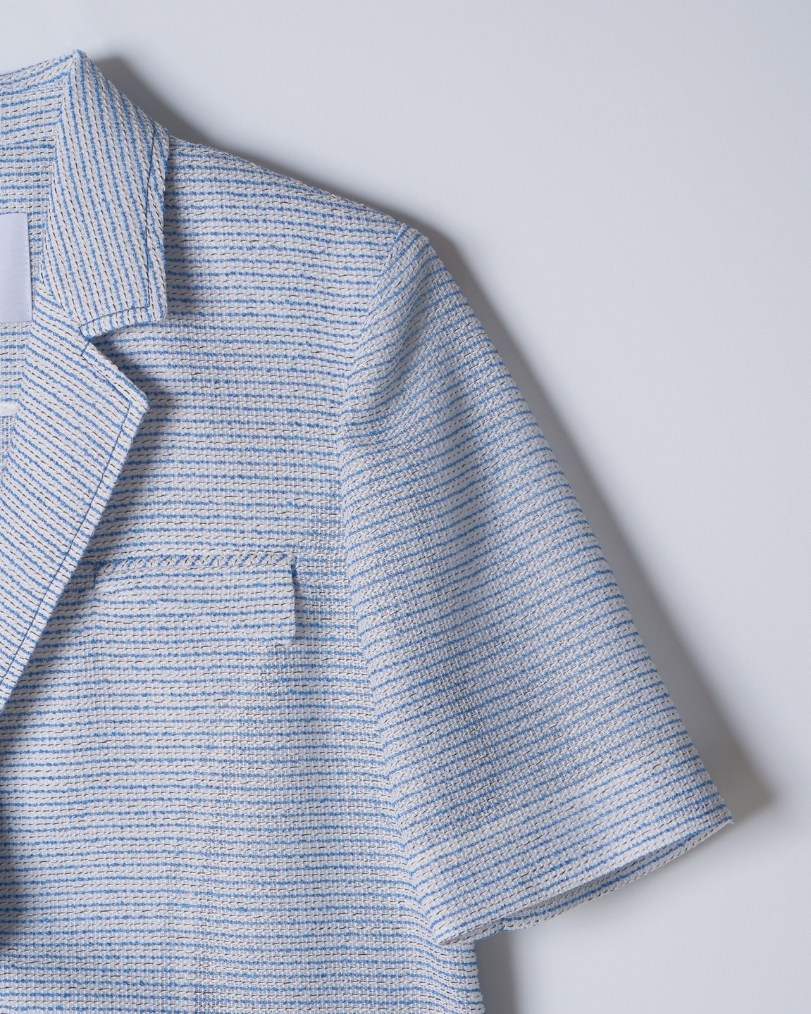 Light Blue Striped Short Sleeve Blazer