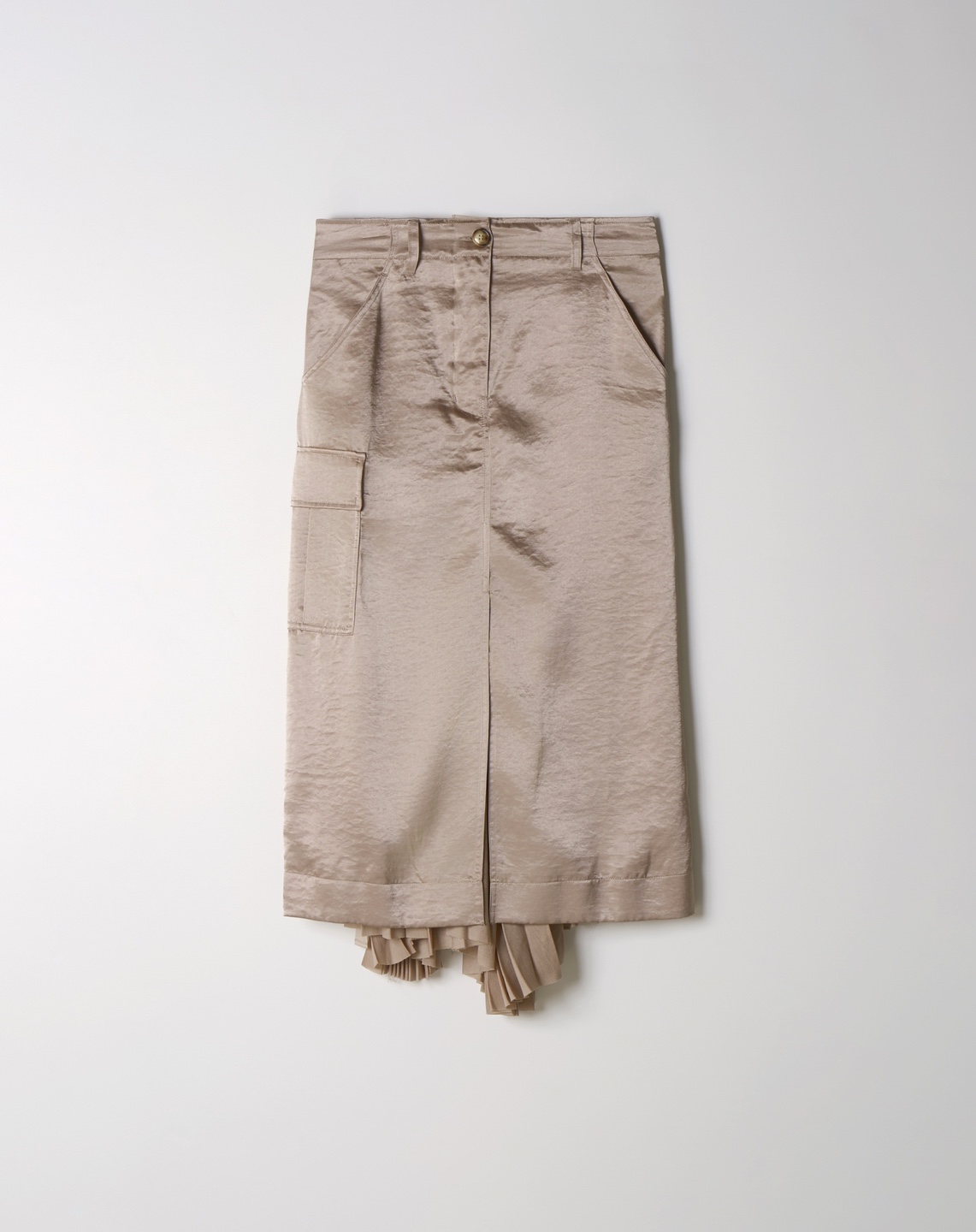 Beige Pleated Layered Skirt