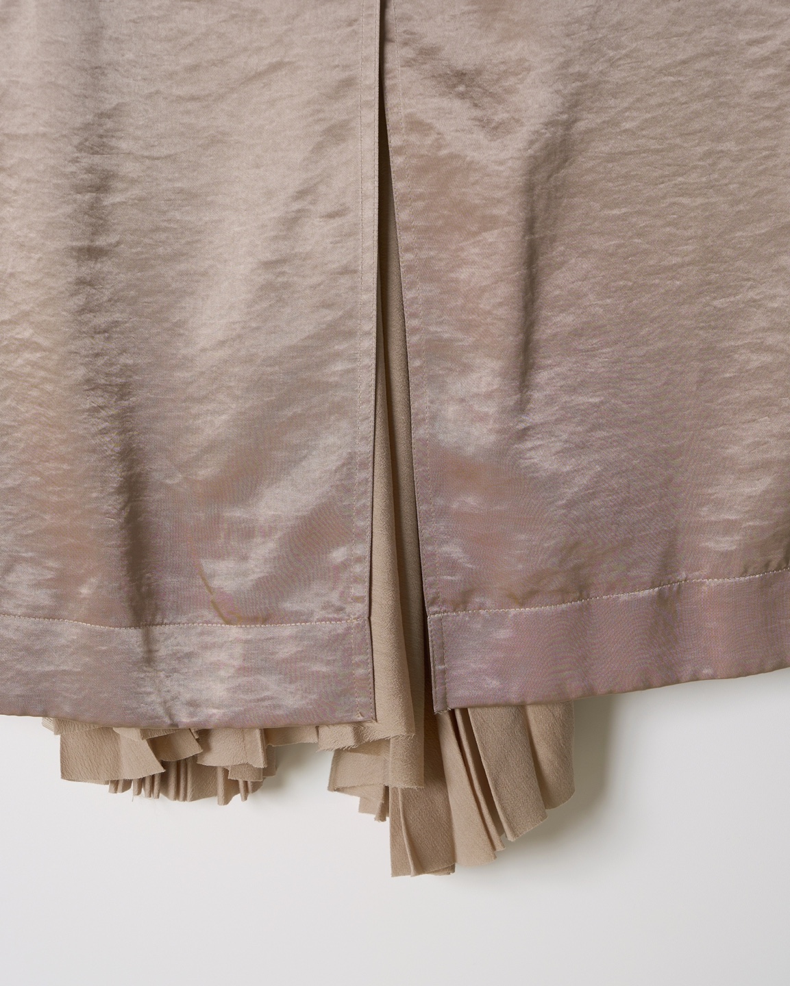 Beige Pleated Layered Skirt