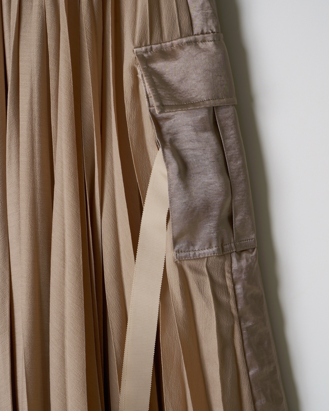 Beige Pleated Layered Skirt