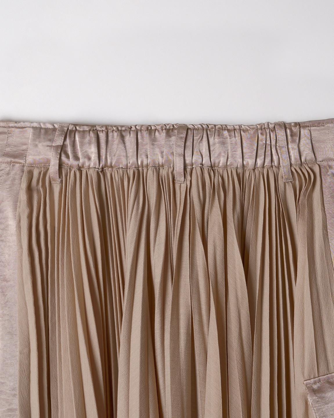 Beige Pleated Layered Skirt