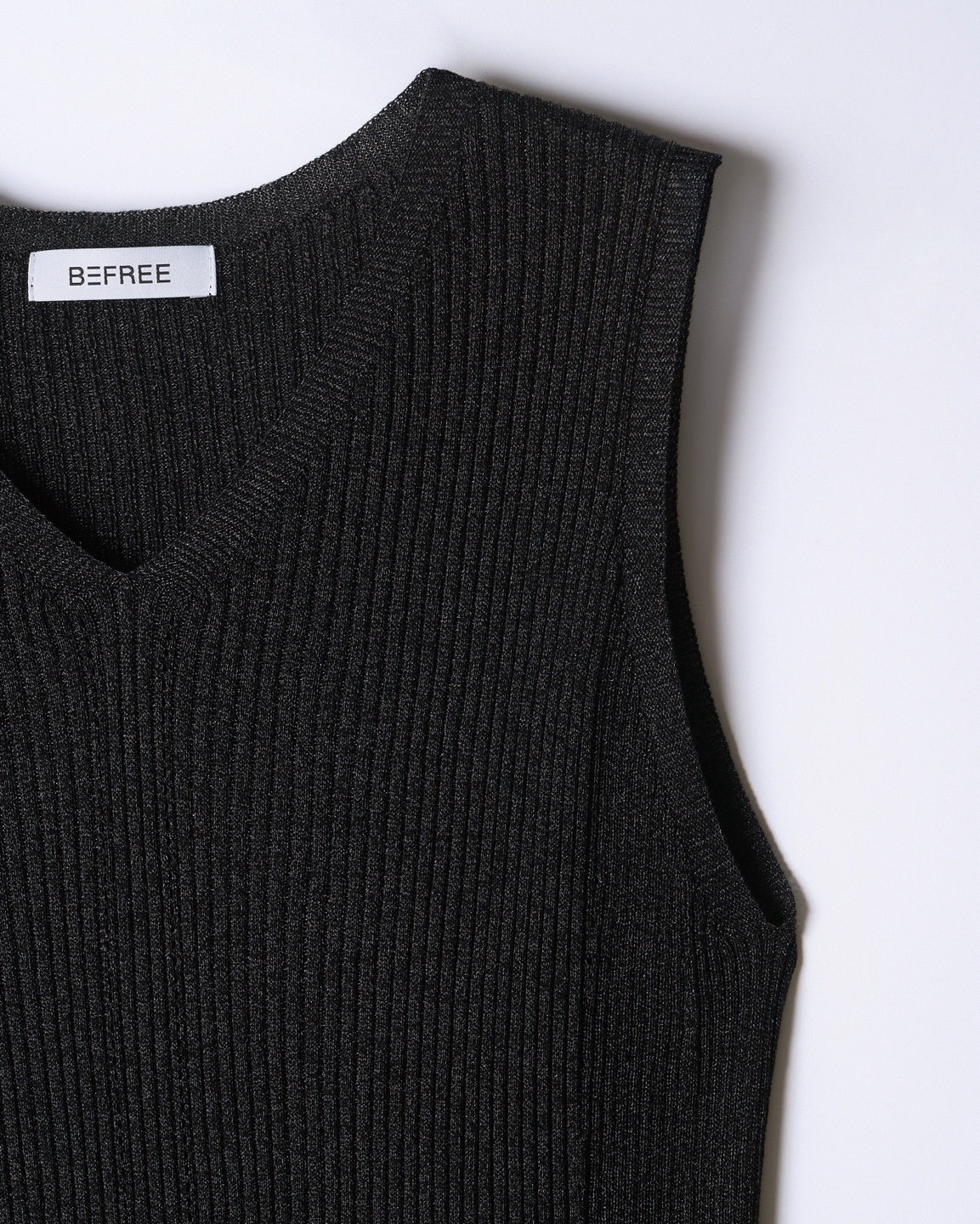 Shine Ribbed Knit Sleeveless Top