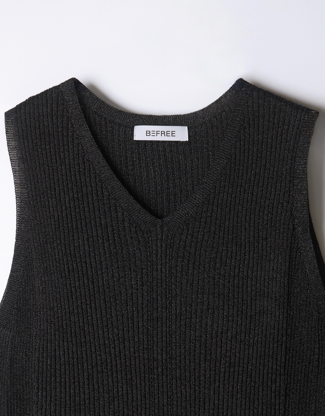 Shine Ribbed Knit Sleeveless Top