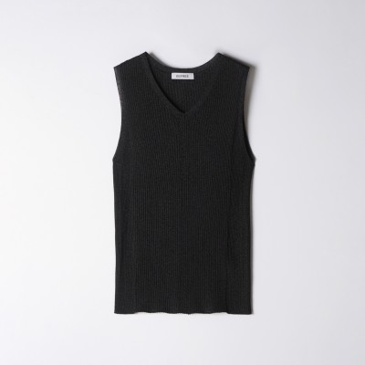 Shine Ribbed Knit Sleeveless Top