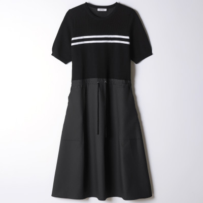 Modern Line Knit-Mix Dress
